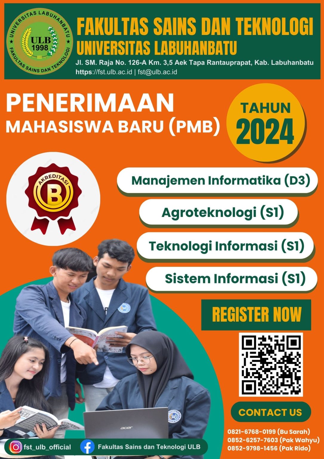 Penerimaan Mahasiswa Baru Fakultas Sains dan Teknologi ULB 2024